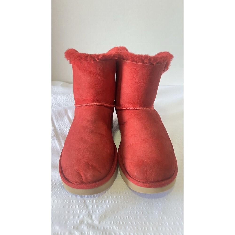 Ugg Australia Bailey Bow Sheepskin Leather Winter Boots 101650 Redwood Sz 9